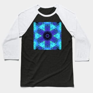 Mosaic Mandala Blue and Purple Baseball T-Shirt